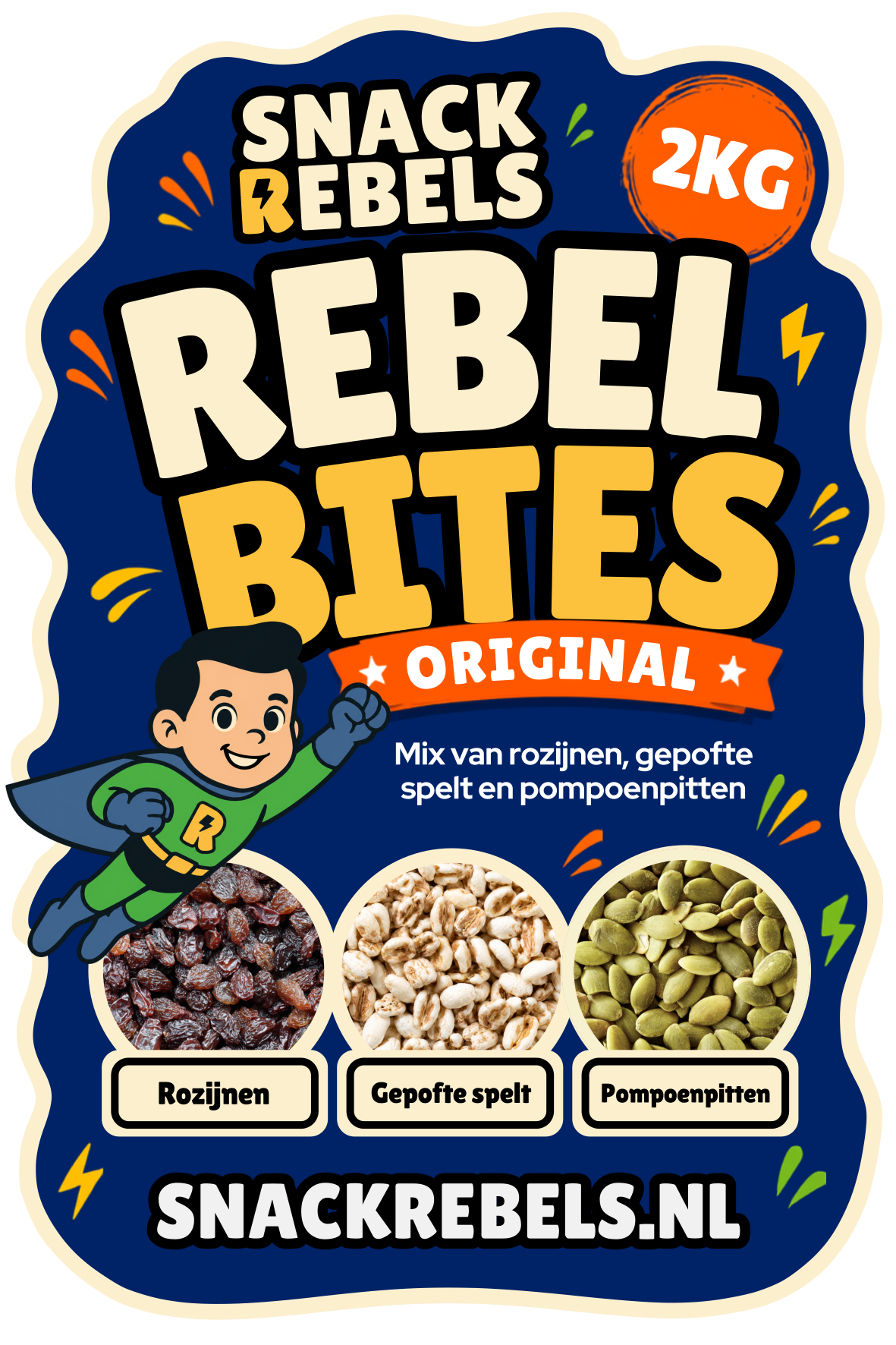 Rebel Bites etiket — voorkant